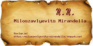 Miloszavlyevits Mirandella névjegykártya